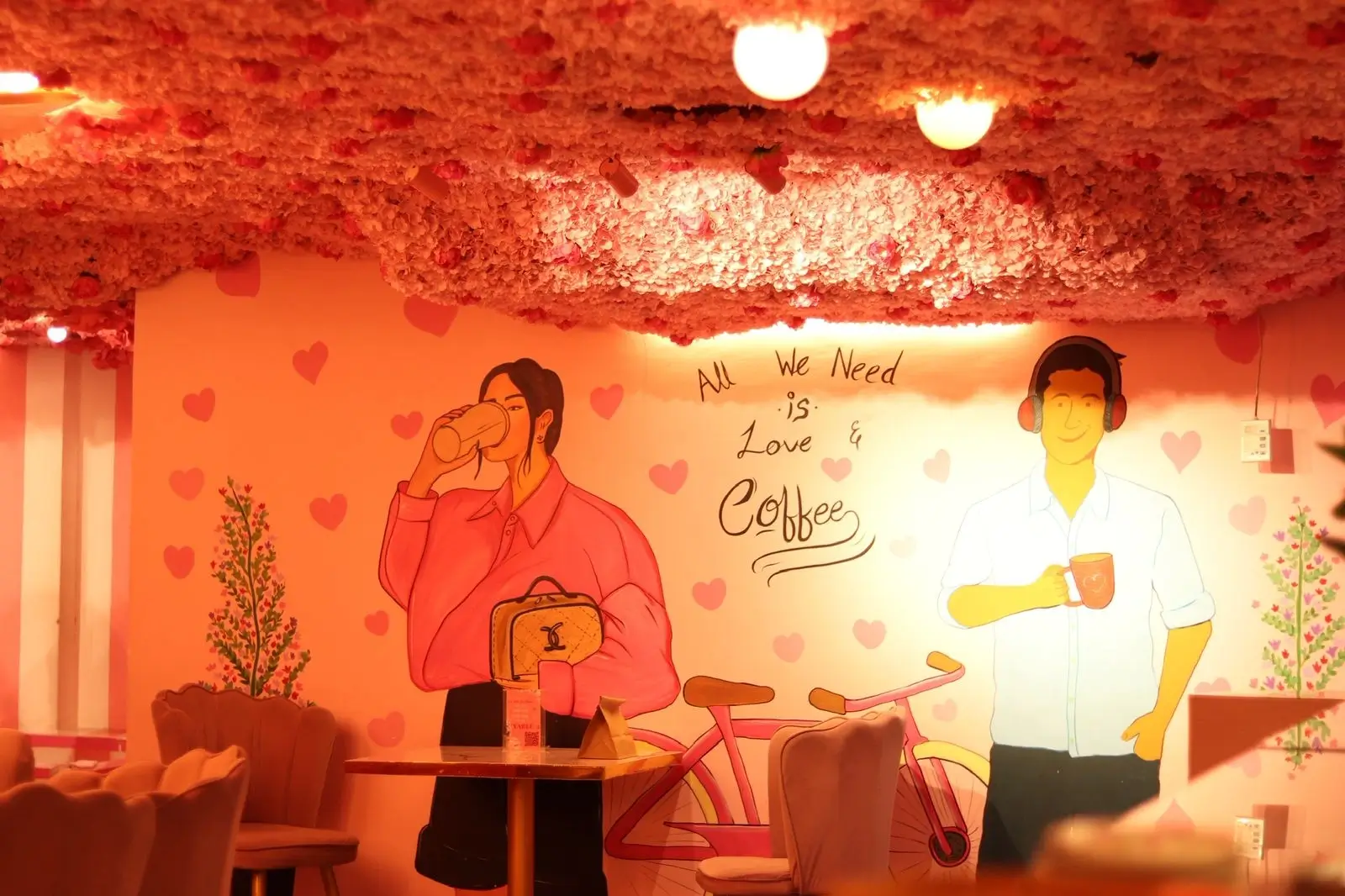 La Vie En Rose Cafe romantic interior with floral decor Hyderabad