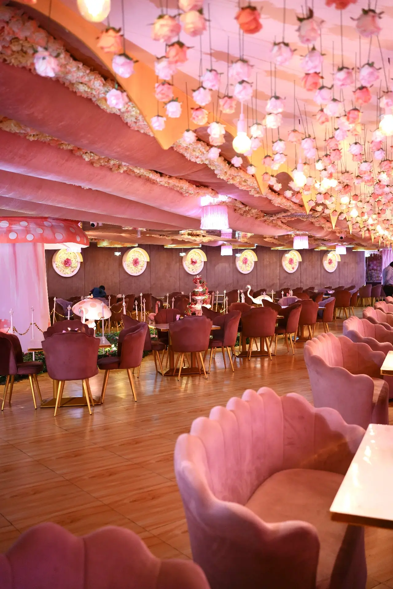 La Vie En Rose Cafe romantic interior with floral decor Hyderabad