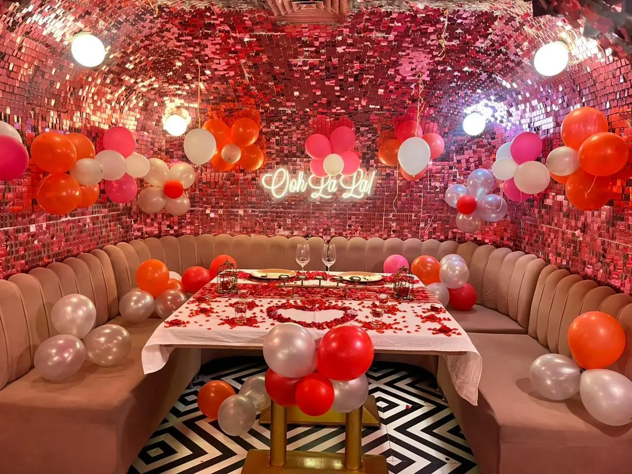 Luxury celebration cabin for anniversaries at La Vie En Rose Hyderabad